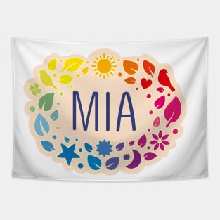 Mia name with colorful leaves Tapestry