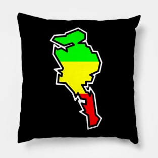 Quadra Island Silhouette in Rastafarian Flag Colours - Rasta - Quadra Island Pillow