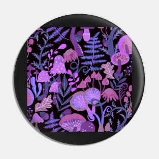 Woodland mushrooms toadstools purple pink black Pin