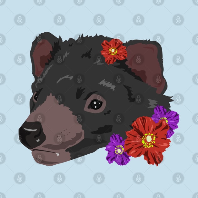 Tasmanian Devil with Flowers by TaliDe