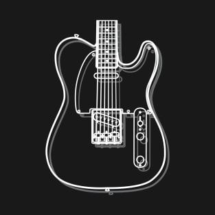 T-Style Electric Guitar Body Outline Dark Theme T-Shirt