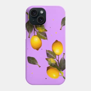 Seamless pattern with lemons and leaves Phone Case