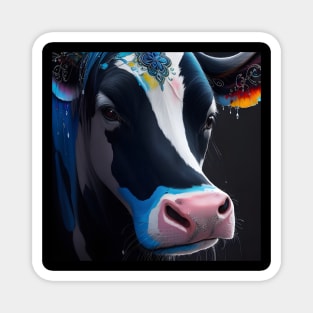 Black Blue And White Cow Magnet