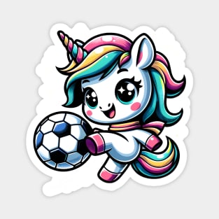 Cute Unicorn Playing Soccer Magnet