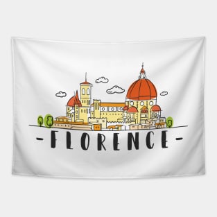 Florence Italy Skyline Hand Drawn Tapestry