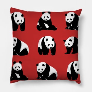 Panda Bear Pattern on Red Pillow