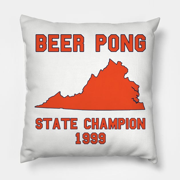 Vintage Virginia Beer Pong State Champion Pillow by fearcity