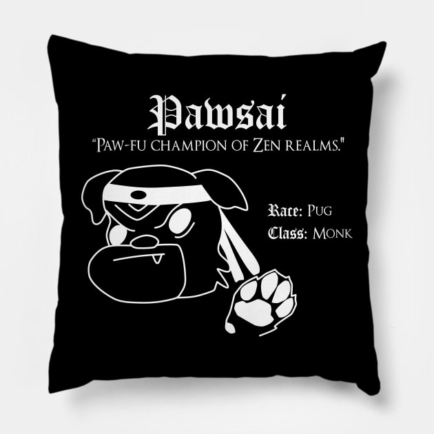 RPG Dog Class - Monk (Pawsai) Pillow by Doofz