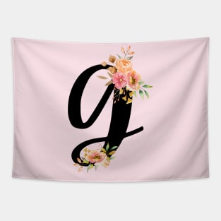 Letter G With Watercolor Floral Wreath Tapestry