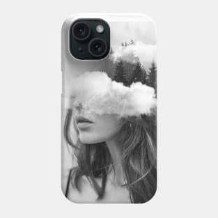 Portrait of a  dreaming girl. Collage Phone Case