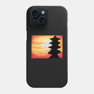 Kyoto Temple Sunset Silhouette Phone Case