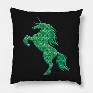 Green Magical Rearing Unicorn Pillow