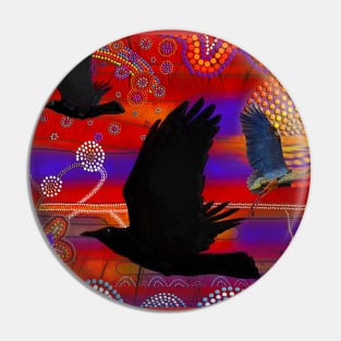 Australian Aboriginal-themed Sunset on a Lake Artwork Pin