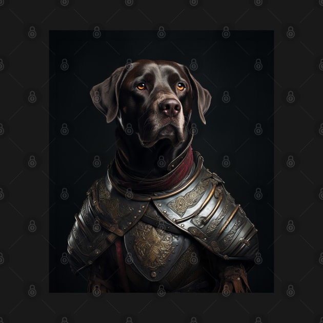 Stalwart Chocolate Labrador Retriever - Medieval English Knight by HUH? Designs