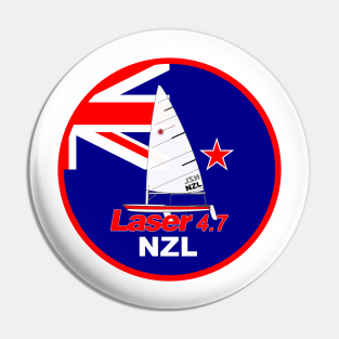 laser class sailboat on flag New Zealand Pin