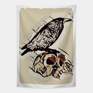 Skull Raven Tapestry