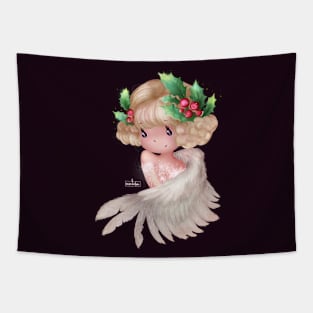 Christmas Holly Berry Angel Tapestry