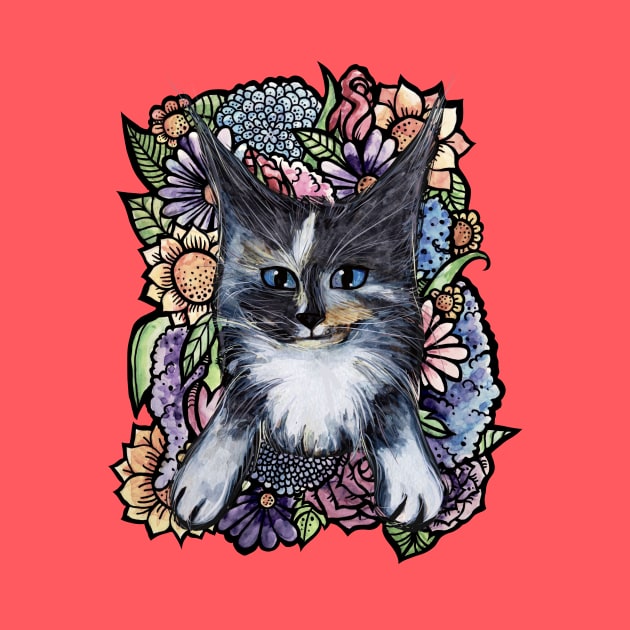 Maine Coon Dilute Calico Bouquet by bubbsnugg