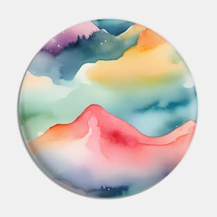 Majestic Peaks: Vibrant Watercolor Mountain Texture Pin