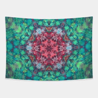 Digital Mandala Red Green and Blue Tapestry