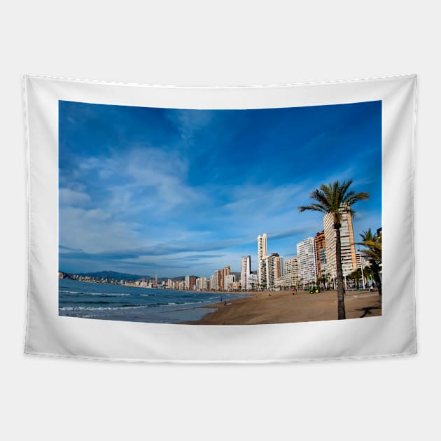 Benidorm Levante Beach Costa Blanca Spain Tapestry by AndyEvansPhotos