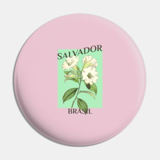 Salvador Brazil Floral Illustration Pin