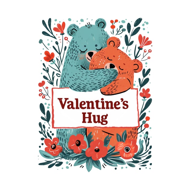 Valentine's Hug: Green Orange Classic Bear Love by YUED