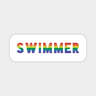 Swimmer LGBTQIA Rainbow flag Magnet