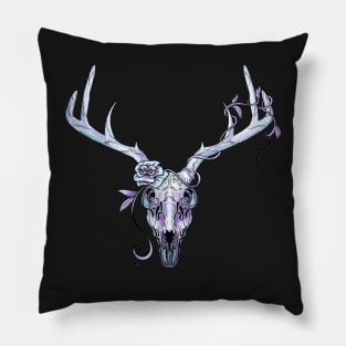 Deerskull and Roses Pillow