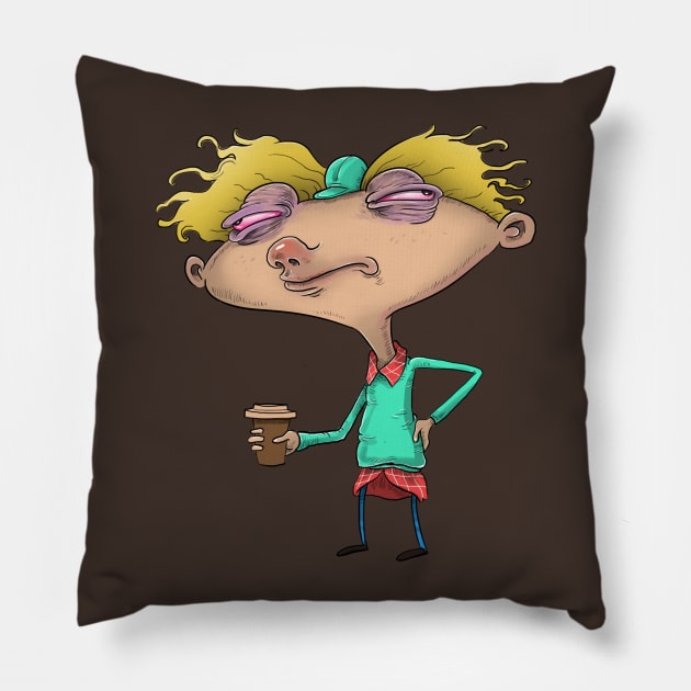 Hey Arnold before coffee Pillow by idrawcartoons