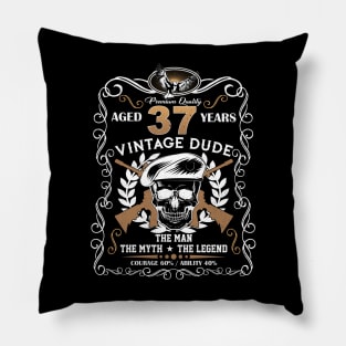 Skull Aged 37 Years Vintage 37 Dude Pillow