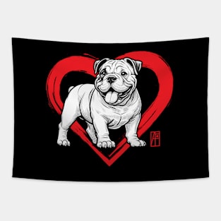 I Love My English Bulldog - I Love my dog - Friendly dog Tapestry