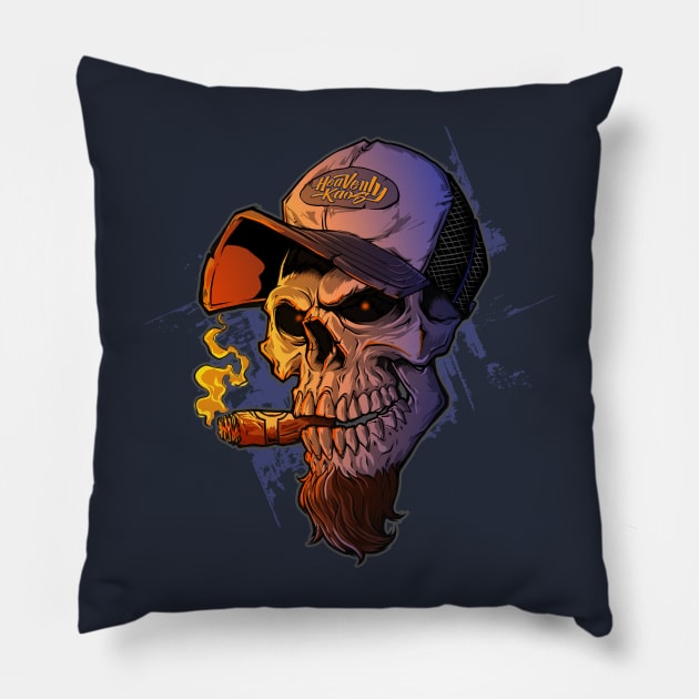 Trucker Skull Pillow by HeavenlyKaos