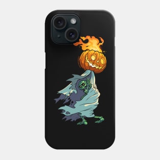 Skeleton with Pumpkin Torch Phone Case