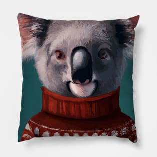 Koala in a Christmas Pullover Pillow