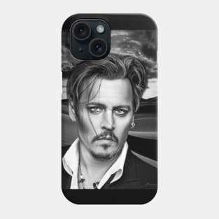 Jonny Portrait Illustration Support Depp Trail Digital Art Phone Case