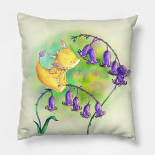 Dragon smelling bluebells Pillow