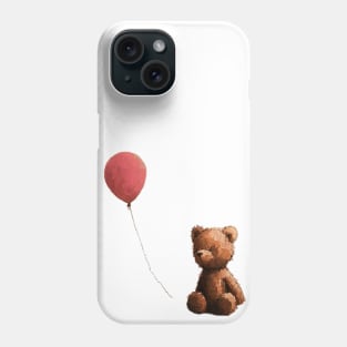 Teddy bear and red balloon Phone Case