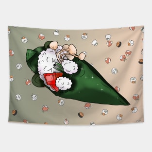 cartoon sleepy sushi temaki Tapestry