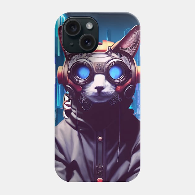 Cool Japanese Techno Cat In Japan Neon City Phone Case by star trek fanart and more