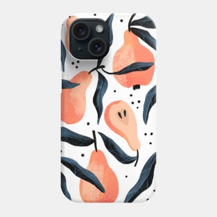 Pretty orange pear pattern with black leaves Phone Case