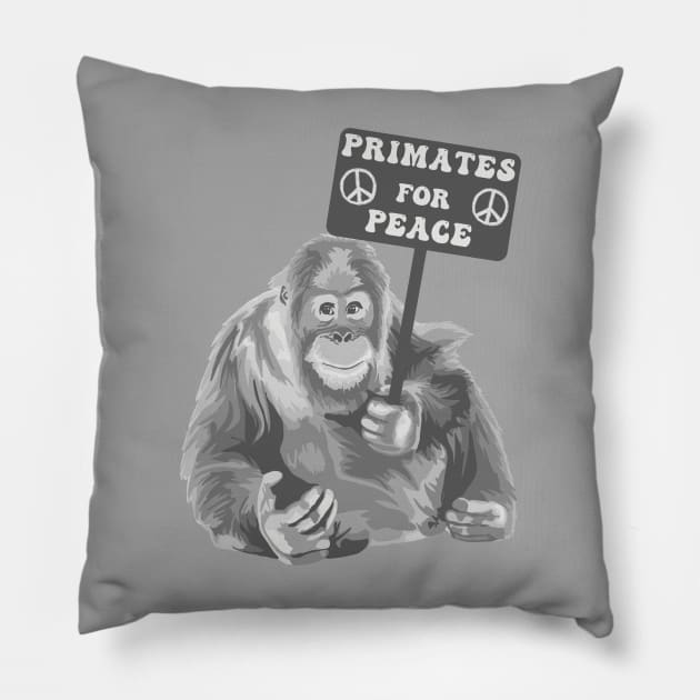 Primates for Peace Orangutan Pillow by Slightly Unhinged