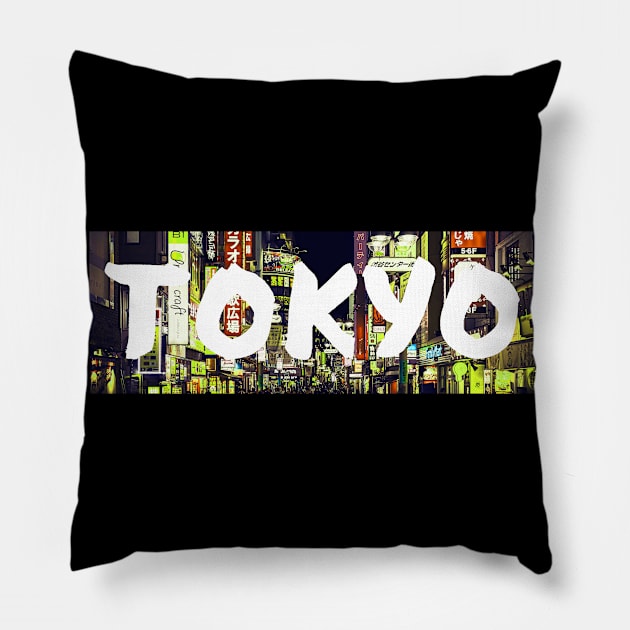 Tokyo City Night View Pillow by FRD ArtDesign