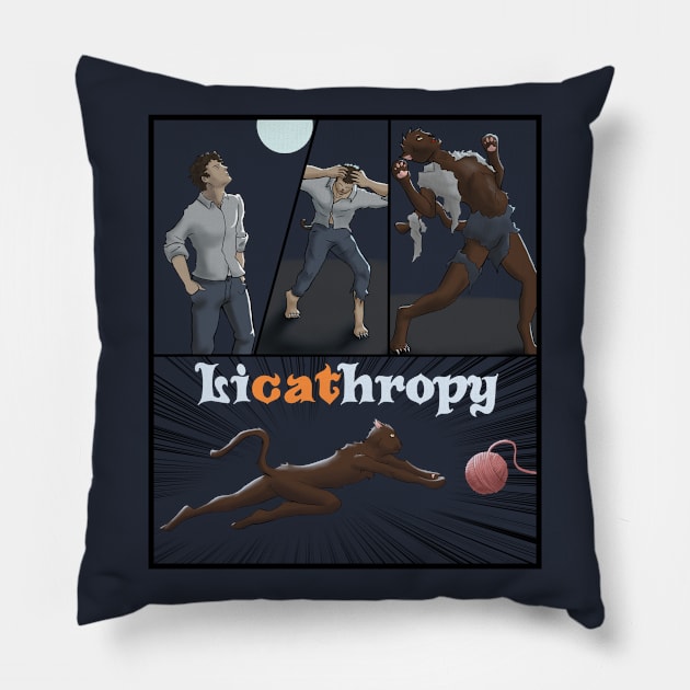 Lycathropy Funny Halloween cat Lycanthropy joke Pillow by JettDes