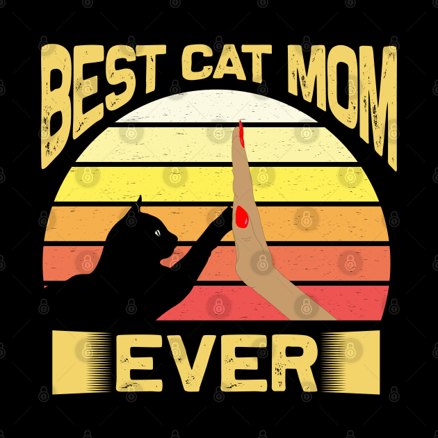 Best Cat Mom Ever Vintage Retro Sunset by bakmed