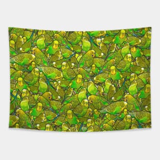 Green Budgie Pattern Tapestry