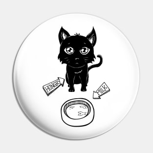 Cute & Funny Hungry Cat Kitty Waiting for Milk Pin