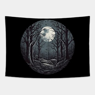 dark moonlit forest Tapestry