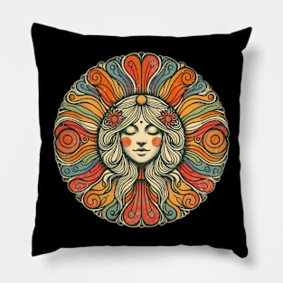 hippie psychedelic spiritual mandala Pillow