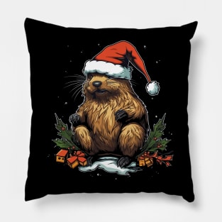 Beaver Christmas Pillow